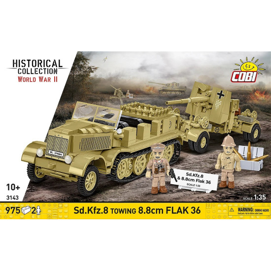 Klocki Sd.Kfz.8 Towing 8.8 cm Flak 36, 975 elementów