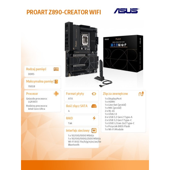 Płyta główna PROART Z890 CREATOR WIFI 