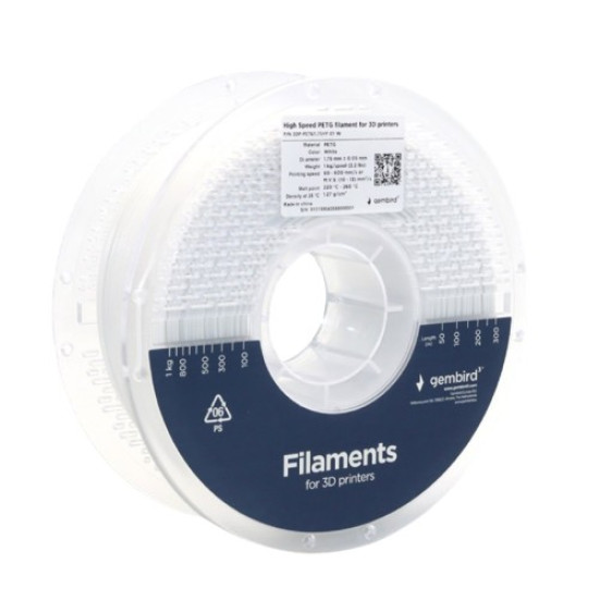 Filament PETG High Speed, 1,75 mm, 1 kg, biały