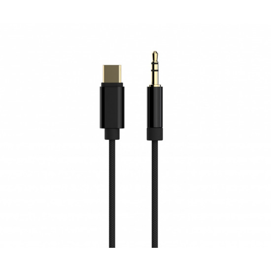 Kabel USB typu C do stereo 3.5 mm AUX, 1.5 m, czarny 