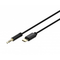Kabel USB typu C do stereo 3.5 mm AUX, 1.5 m, czarny 