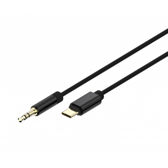 Kabel USB typu C do stereo 3.5 mm AUX, 1.5 m, czarny 