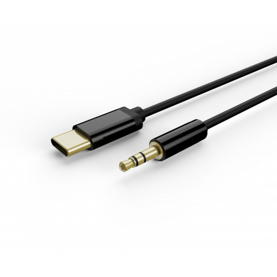 Kabel USB typu C do stereo 3.5 mm AUX, 1.5 m, czarny 