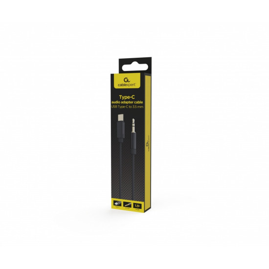Kabel USB typu C do stereo 3.5 mm AUX, 1.5 m, czarny 