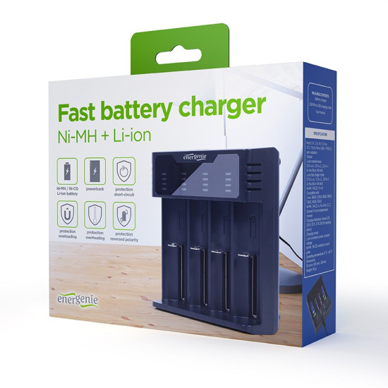 Ładowarka akumulatorów USB Ni-MH + Li-ion, czarna