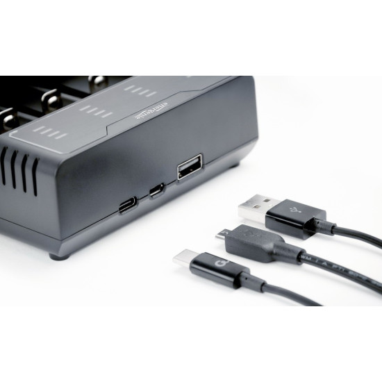 Ładowarka akumulatorów USB Ni-MH + Li-ion, czarna