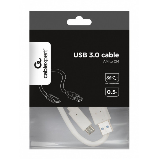 Kabel USB 3.0 typ C(AM/CM) 0.5m biały