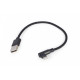 Kabel USB - do 8 pin kątowy w oplocie tekstylnym, 0.2m, czarny