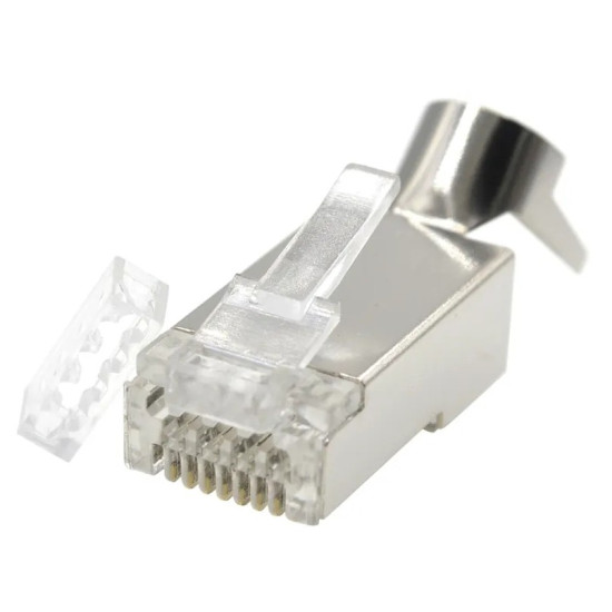 Wtyk modułowy przelotowy ekranowany CAT7 15u złocony CAT7 15u złocony, 50 szt. w opakowaniu 