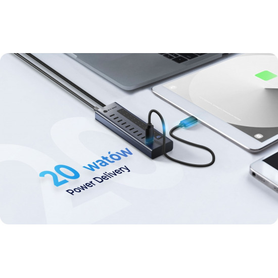 HUB IB-HUB1450-C31 10 x USB TYPE-C Gen 2 z zasilaczem 