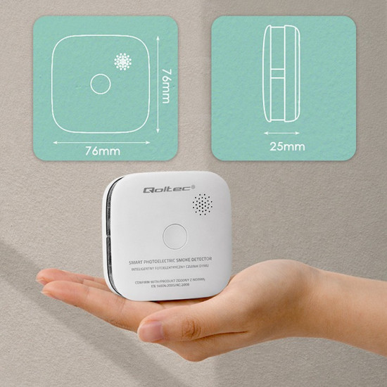 Bezprzewodowy czujnik dymu z baterią | alarm 85dB | LED 