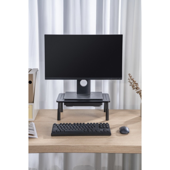 Podstawka regulowana pod monitor z szufladą