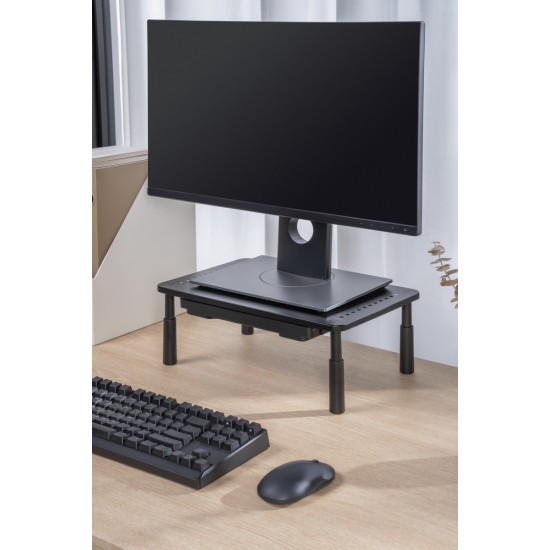 Podstawka regulowana pod monitor z szufladą