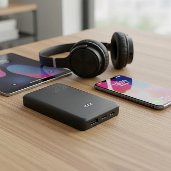 Powerbank 10 000 mAh 2X USB-C 1X USB 20W QC4.0 wyświetlacz LCD