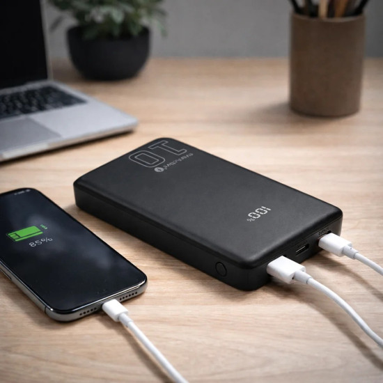 Powerbank 10 000 mAh 2X USB-C 1X USB 20W QC4.0 wyświetlacz LCD