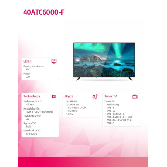 Telewizor LED 40 cali 40ATC6000-F 