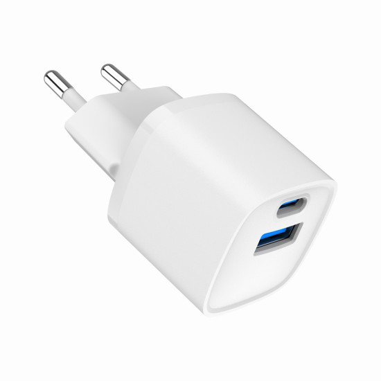 Szybka ładowarka USB z 2 portami i gniazdem AC, 20W, biała