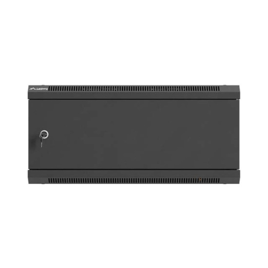 Szafa instalacyjna rack wisząca 19 cali 4U 600x450 czarna drzwi metalowe (flat pack) 