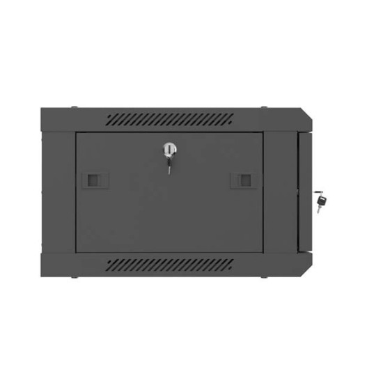 Szafa instalacyjna rack wisząca 19 cali 4U 600x450 czarna drzwi metalowe (flat pack) 