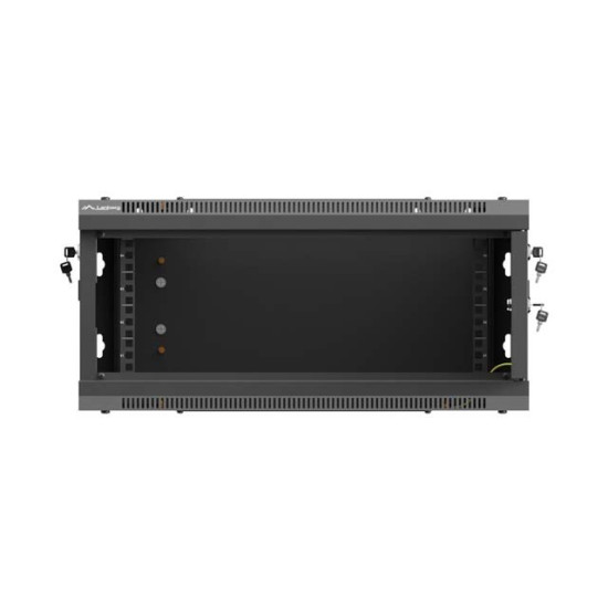 Szafa instalacyjna rack wisząca 19 cali 4U 600x450 czarna drzwi metalowe (flat pack) 