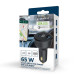 Szybka ładowarka samochodowa 2xUSB-A+C, Type-C (PD), LCD, 65W, czarna