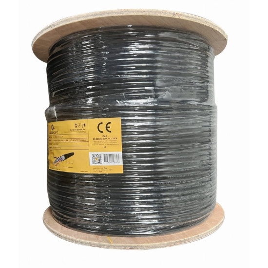 Kabel sieciowy LAN UTP, kat. 6, drut, 305m, zewnętrzny, czarny