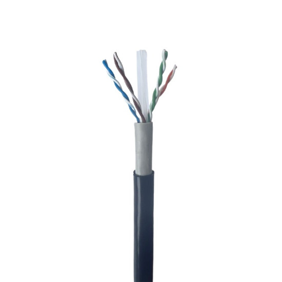 Kabel sieciowy LAN UTP, kat. 6, drut, 305m, zewnętrzny, czarny