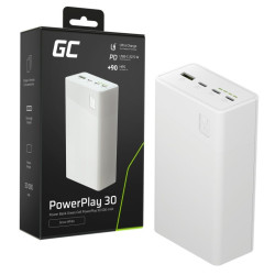 Powerbank 30 000mAh, 22.5W, 4 porty, biały