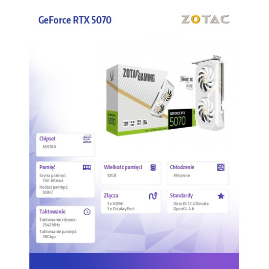 Karta graficzna GeForce RTX 5070 TWIN EDGE OC WHITE 12GB GDDR7 192bit