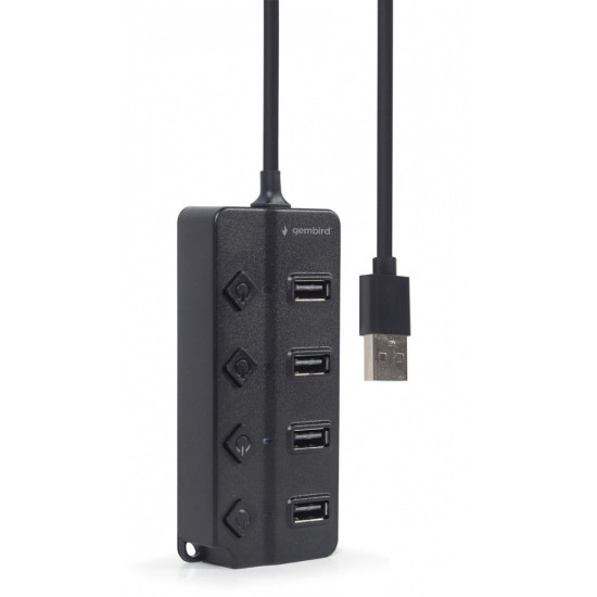 HUB 4-portowy USB 2.0 z przełącznikami, czarny 