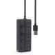 HUB 4-portowy USB 2.0 z przełącznikami, czarny 