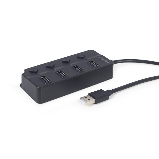 HUB 4-portowy USB 2.0 z przełącznikami, czarny 