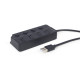 HUB 4-portowy USB 2.0 z przełącznikami, czarny 