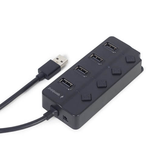 HUB 4-portowy USB 2.0 z przełącznikami, czarny 