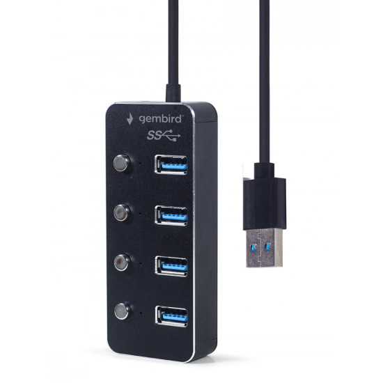 HUB 4-portowy USB 3.1 (Gen 1) z przełącznikami czarny 
