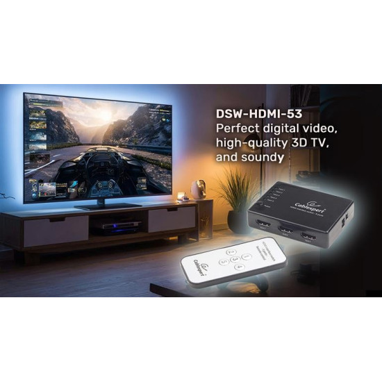 Przełącznik HDMI z pilotem - pięć nadajników jeden      odbiornik