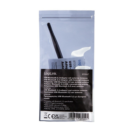 Adapter Bluetooth 5.3, USB-A,3Mbit, zasięg 150m 
