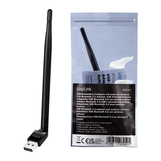 Adapter Bluetooth 5.3, USB-A,3Mbit, zasięg 150m 