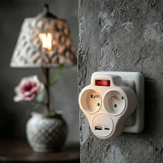 Gniazdko prądowe x2 USB MCE336 typ E