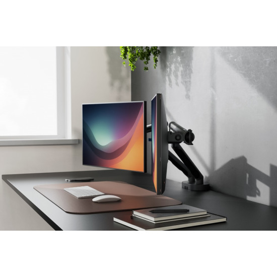 Ramię biurkowe podwójne z zaciskiem i sprężyną mechaniczną 2x LCD max. 35