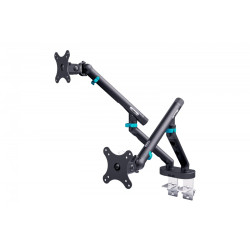 Ramię biurkowe podwójne z zaciskiem i sprężyną mechaniczną 2x LCD max. 35