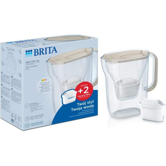 Dzbanek filtrujący Style Essential 2.4l + 2 wkłady, piaskowy