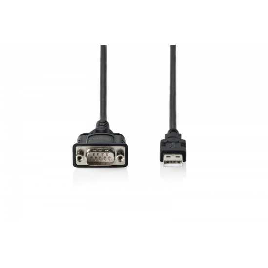 Kabel adapter USB 2.0 - DB9 RS232 M/Ż, chipset FTDI (FT232RNL), PVC, czarny, 1.8 m