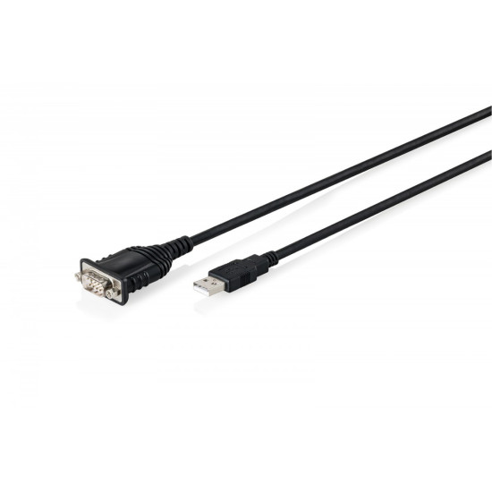 Kabel adapter USB 2.0 - DB9 RS232 M/Ż, chipset FTDI (FT232RNL), PVC, czarny, 1.8 m
