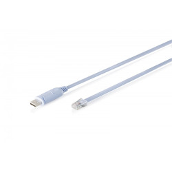 Kabel adapter do konsoli USB-A 2.0 męski do RJ45 | Chipset FTDI (FT232RNL) | jasnoniebieski | 1.8m