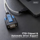 Kabel adapter USB 2.0 do RS232 (DB9) | Chipset FTDI (FT232RNL) | PVC, transparentny | Mocowanie na śruby | 1.8m