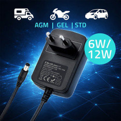 Ładowarka do akumulatora AGM GEL STD | Prostownik 6V/12V | 6W |  5.5x2.1 | kabel 1.8m 