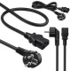 Kabel zasilający | wtyczka kątowa SCHUKO CEE 7/7 (E/F) |  IEC C133x0.5mm2 | czysta miedź Cu | 1.8m 