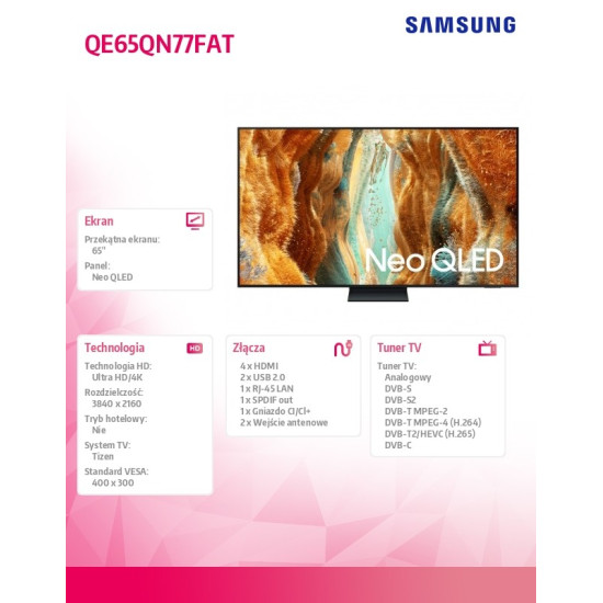 Telewizor Neo QLED 65 cali QE65QN77FATXXH