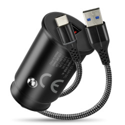 Ładowarka samochodowa CC-15QC QC3.0 18W 1XUSB + kabel USB-C 1m